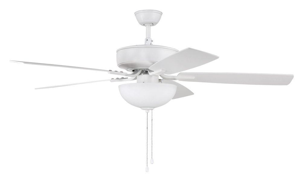52" Ceiling Fan w/Blades, White Frost Bowl LED