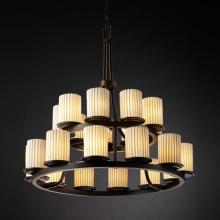 Justice Design Group POR-8767-10-BANL-MBLK - Dakota 21-Light 2-Tier Ring Chandelier