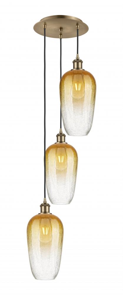 Brookhaven Flute - 3 Light - 14 inch - Oil Rubbed Bronze - Cord Hung - Multi Pendant