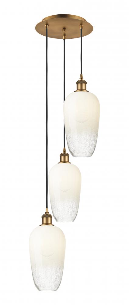 Brookhaven Flute - 3 Light - 14 inch - Brushed Brass - Cord Hung - Multi Pendant