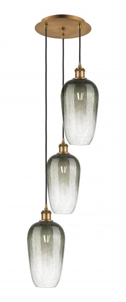 Brookhaven Flute - 3 Light - 14 inch - Brushed Brass - Cord Hung - Multi Pendant