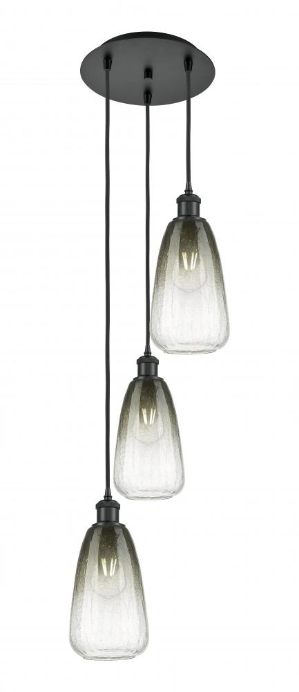 Brookhaven Almond - 3 Light - 13 inch - Matte Black - Cord Hung - Multi Pendant