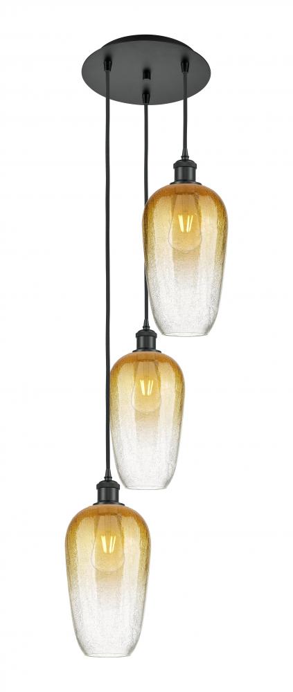 Brookhaven Flute - 3 Light - 14 inch - Matte Black - Cord Hung - Multi Pendant