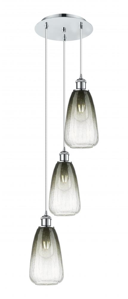 Brookhaven Almond - 3 Light - 13 inch - Polished Chrome - Cord Hung - Multi Pendant