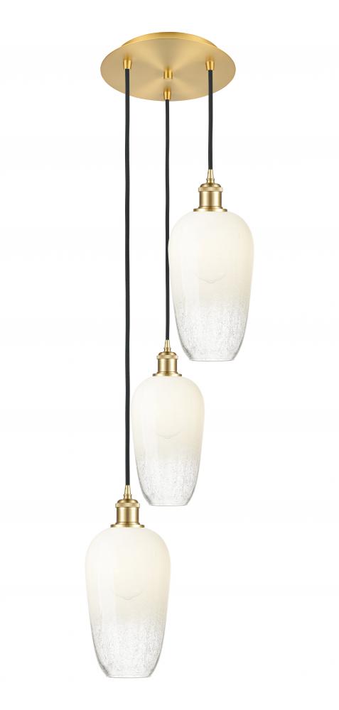 Brookhaven Flute - 3 Light - 14 inch - Satin Gold - Cord Hung - Multi Pendant