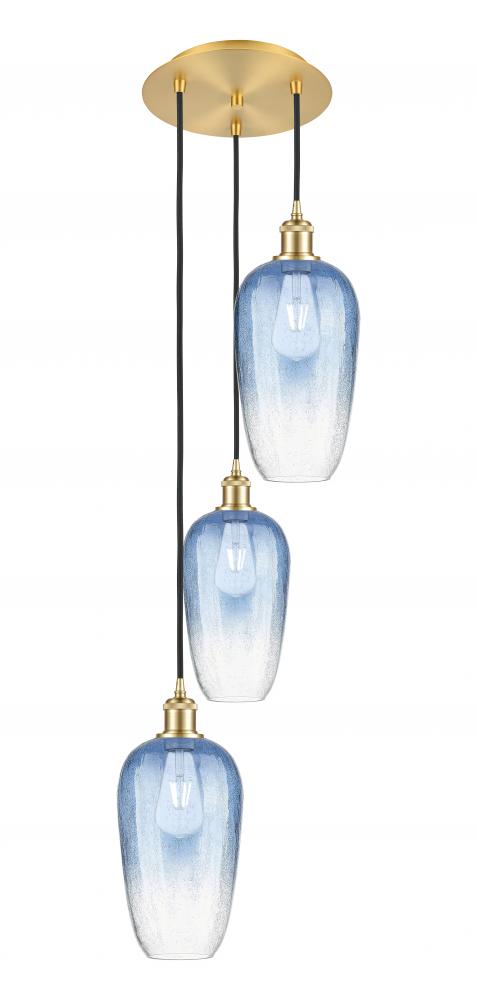 Brookhaven Flute - 3 Light - 14 inch - Satin Gold - Cord Hung - Multi Pendant