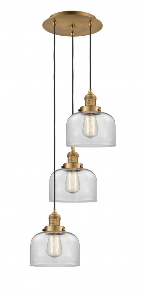 Cone - 3 Light - 14 inch - Brushed Brass - Cord hung - Multi Pendant