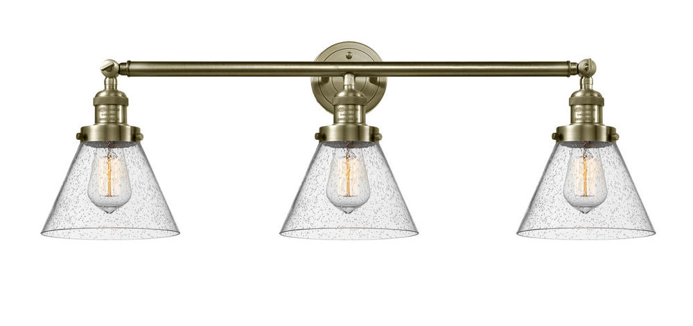 Cone - 3 Light - 32 inch - Antique Brass - Bath Vanity Light