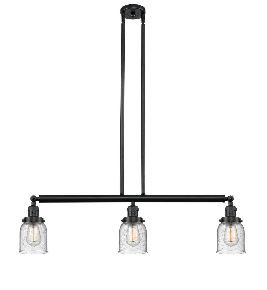 Bell - 3 Light - 38 inch - Matte Black - Stem Hung - Adjustable Island Light