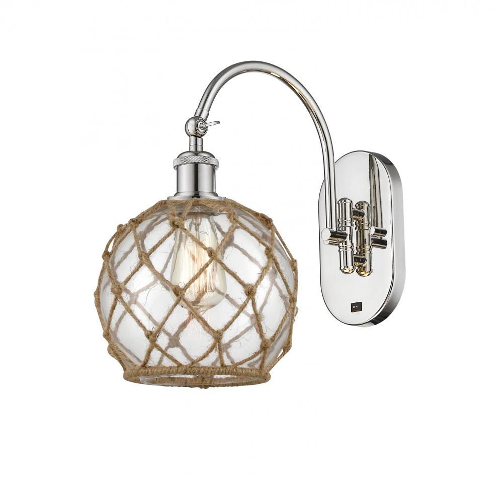 Farmhouse Rope - 1 Light - 8 inch - Polished Nickel - Adjustable Swing Arm