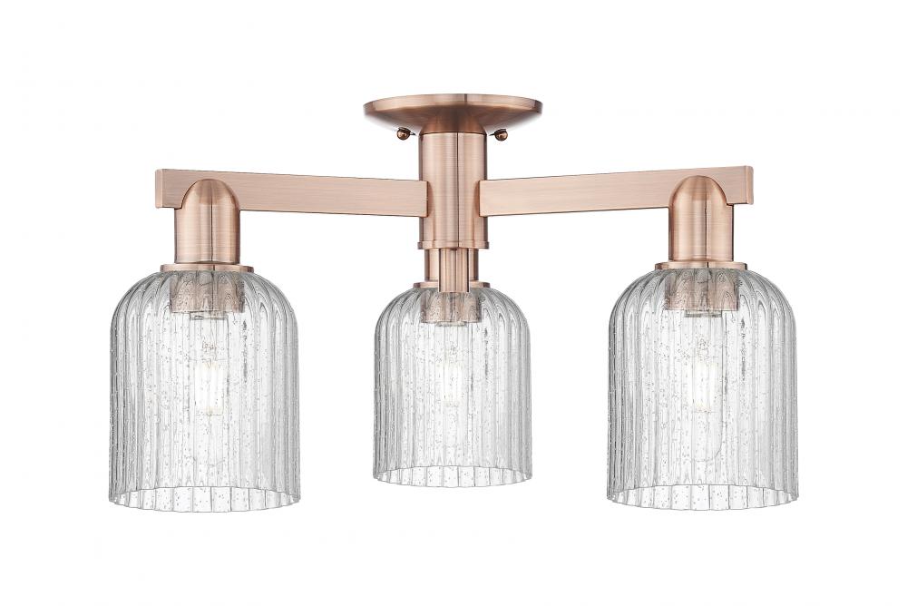 Bridal Veil - 3 Light - 6 inch - Antique Copper - Semi-Flush Mount