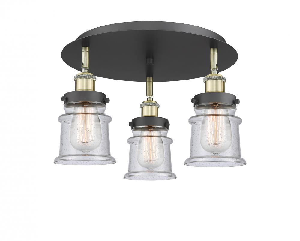 Canton - 3 Light - 17 inch - Black Antique Brass - Flush Mount
