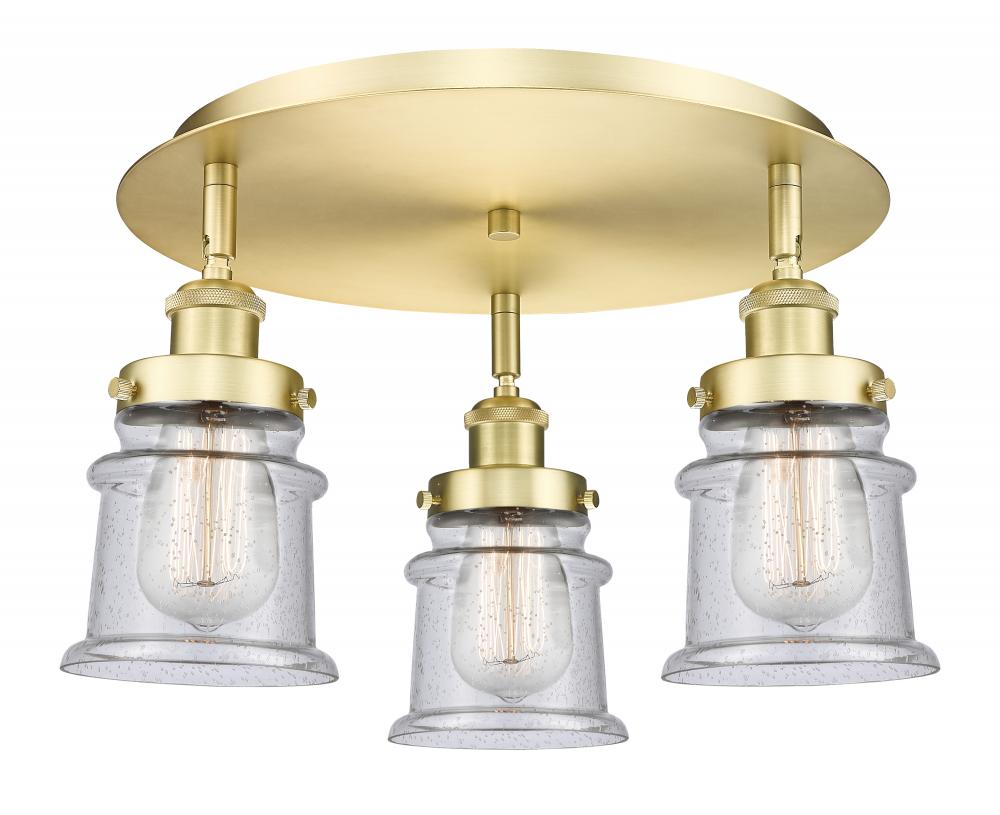 Canton - 3 Light - 17 inch - Satin Gold - Flush Mount