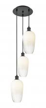 Innovations Lighting 113B-3P-BK-G484-7OP - Brookhaven Flute - 3 Light - 14 inch - Matte Black - Cord Hung - Multi Pendant