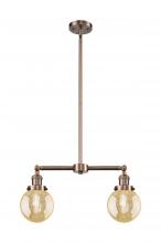 Innovations Lighting 209-AC-G208-6 - Beacon - 2 Light - 23 inch - Antique Copper - Stem Hung - Adjustable Island Light