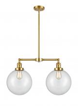 Innovations Lighting 209-SG-G202-10 - Beacon - 2 Light - 25 inch - Satin Gold - Stem Hung - Adjustable Island Light
