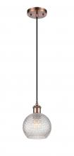 Innovations Lighting 516-1P-AC-G122C-6CL - Athens - 1 Light - 6 inch - Antique Copper - Cord hung - Mini Pendant
