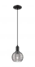 Innovations Lighting 716-1P-BK-G1213-6SM - Athens Deco Swirl - 1 Light - 6 inch - Matte Black - Cord hung - Mini Pendant