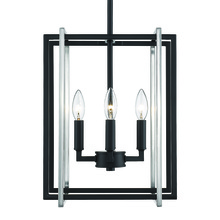 Golden 6070-4 BLK-PW - Tribeca 4-Light Chandelier in Matte Black with Pewter Accents