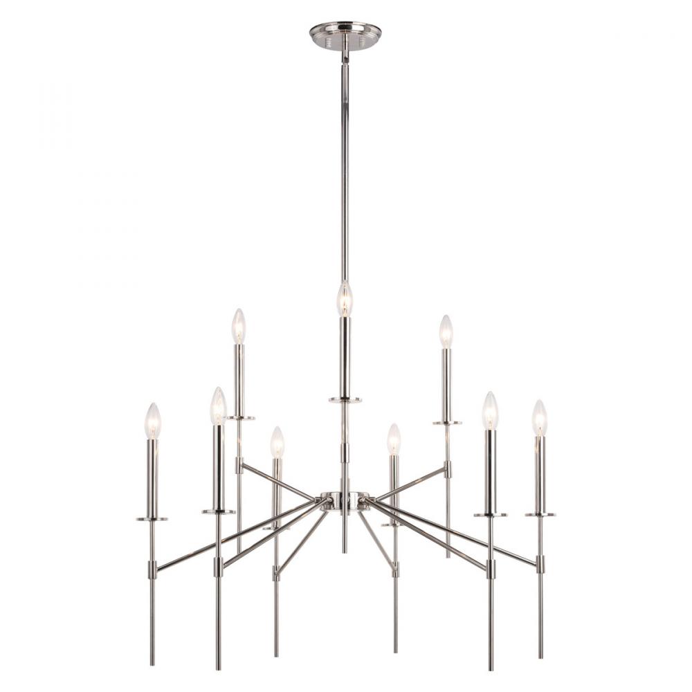 Kedzie 9 Light Chandelier Polished Nickel