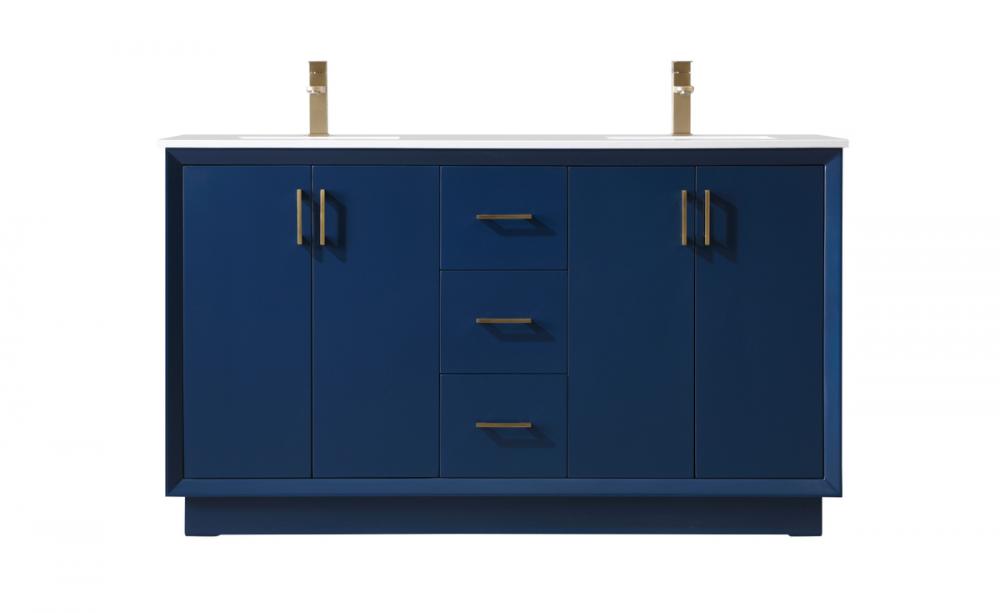 Vanity Cabinet 3Dw 4Dr 60"W x 22"D x 35"H blue