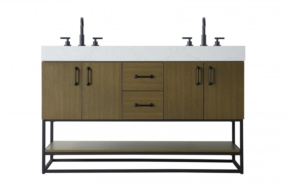 Vanity Cabinet 4Dr 2Dw 54x21.5x34 Chestnut Brown