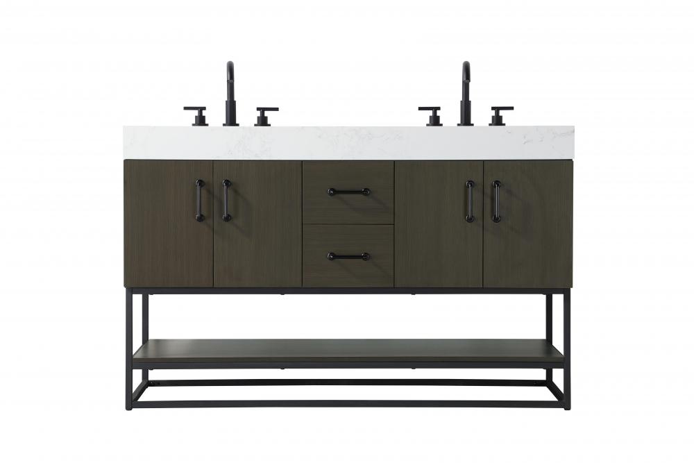 Vanity Cabinet 4Dr 2Dw 54x21.5x34 Mocha Brown