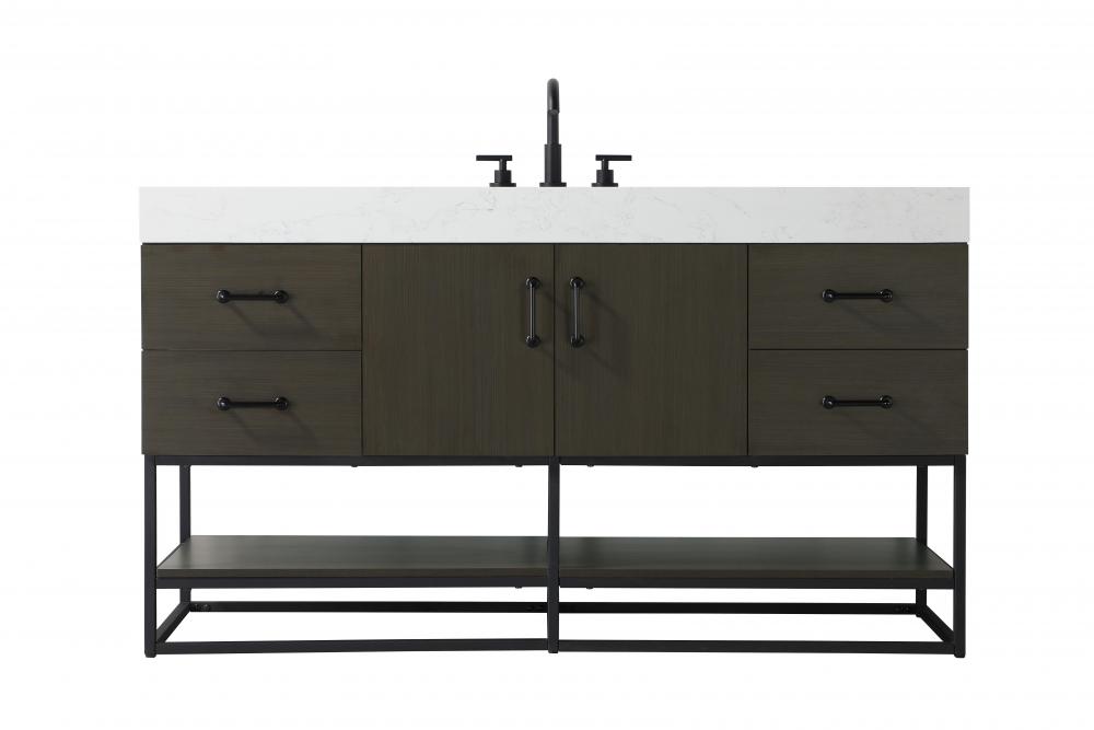 Vanity Cabinet 2Dr 4Dw 60x21.5x34 Mocha Brown