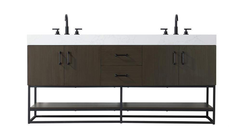 Vanity Cabinet 4Dr 2Dw 72x21.5x34 Mocha Brown