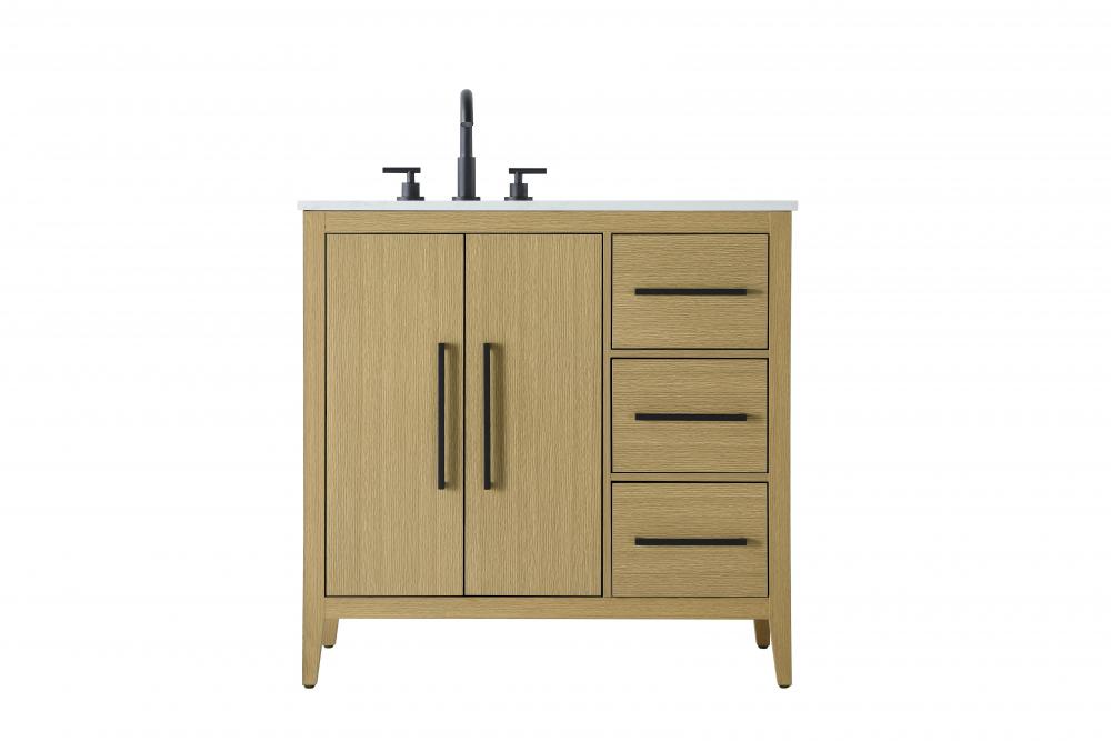 Vanity Cabinet 2Dr 3Dw 36x21.5x35 Honey Brown