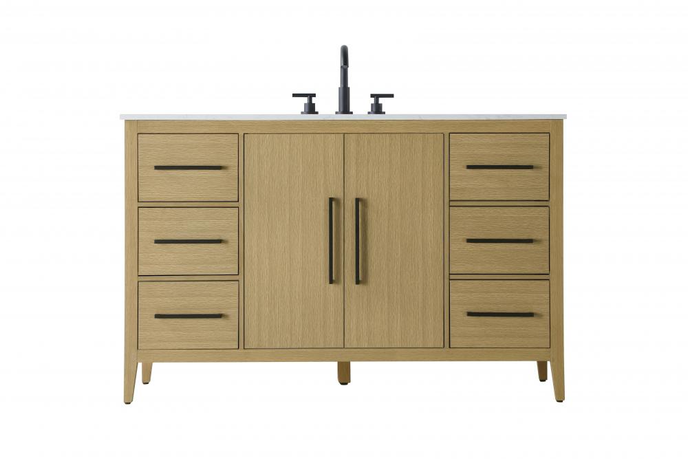 Vanity Cabinet 2Dr 6Dw 54x21.5x35 Honey Brown