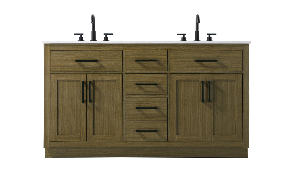 Vanity Cabinet 4Dr5Dw 60"W x 22"D x 35''H Chestnut Brown