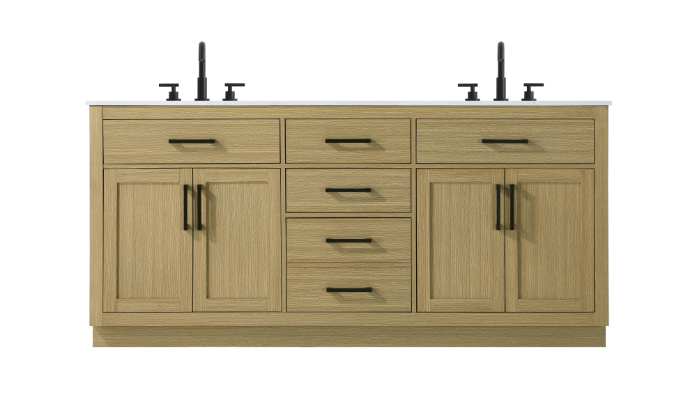 Vanity Cabinet 4Dr5Dw 72"W x 22"D x 35''H Honey Brown
