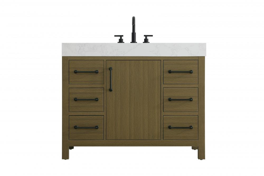Vanity Cabinet 1DR 6DW 42"W x 22"D x 34"H Chestnut Brown