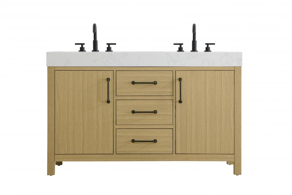 Vanity Cabinet 2DR 3DW 54"W x 22"D x 34"H Honey Brown