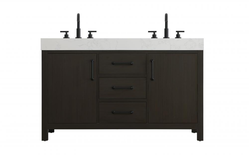 Vanity Cabinet 2DR 3DW 54"W x 22"D x 34"H Mocha Brown