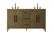 Elegant VF29360DMCB - Vanity Cabinet 4Dr 3Dw 60x21.5x35 Chestnut Brown